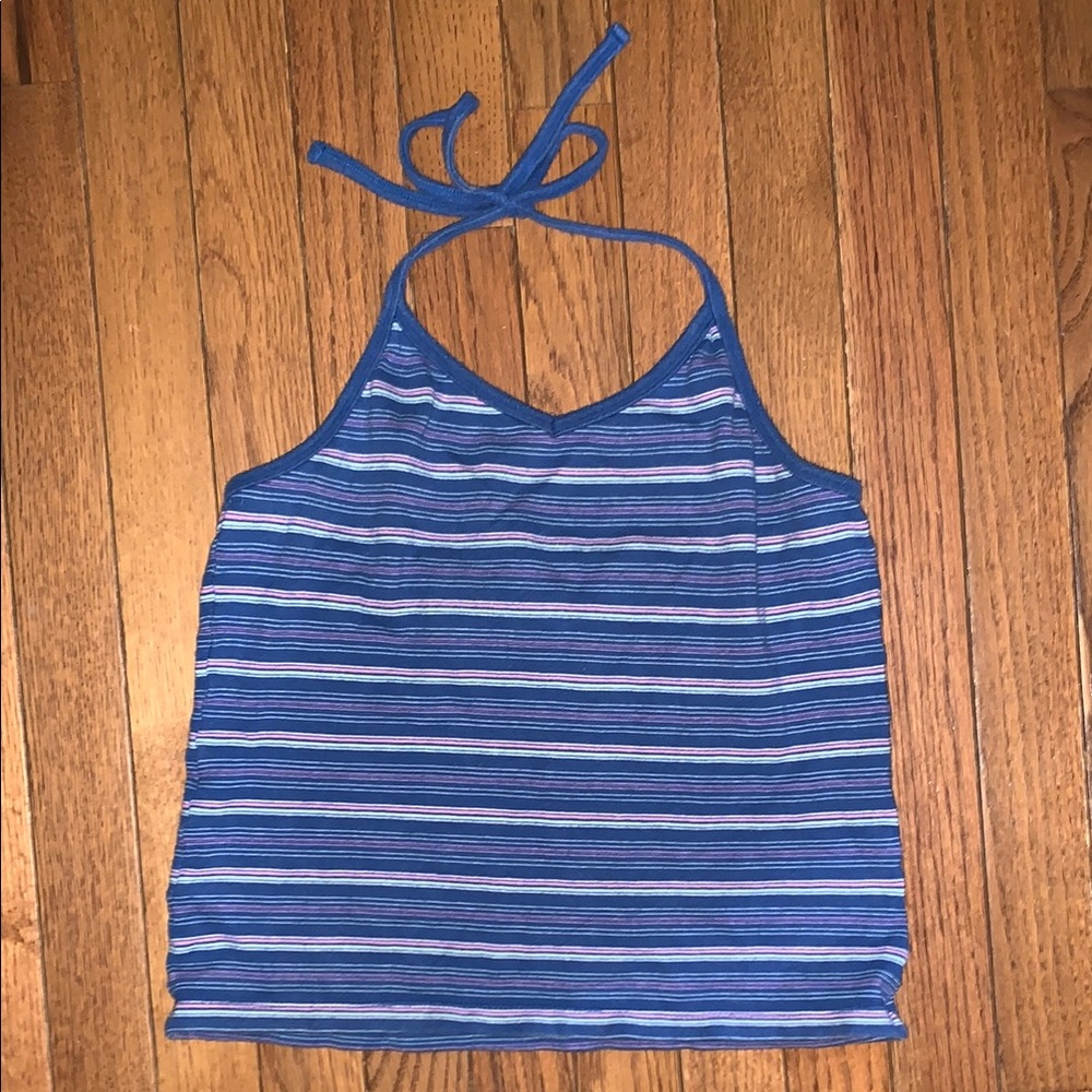 Old Navy Blue Tie Front Tank Top